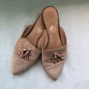 Vince Camuto Leather Tassel Slip on Mules